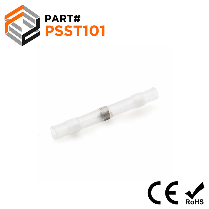 PSST101 - 26 to 24 AWG Heat Shrink Solder Sleeves, No Printing, White, 25 Pieces