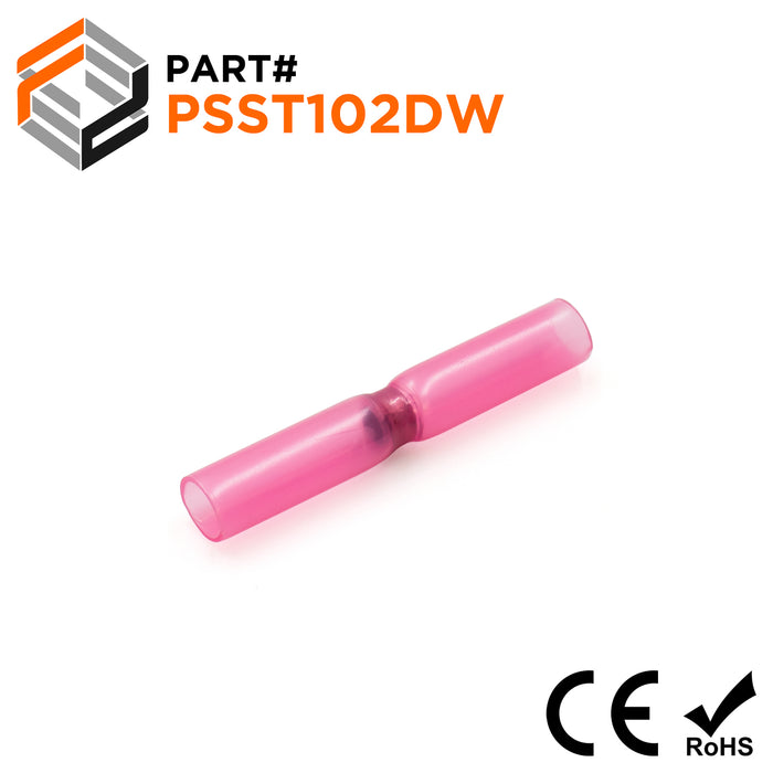 PSST102DW - 22 to 18 AWG Heat Shrink Solder Sleeves, Double Wall, No Printing, Red, 25 Pieces