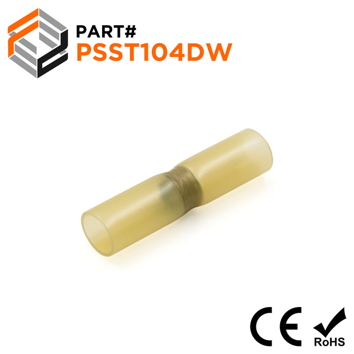 PSST104DW - 12 to 10 AWG Heat Shrink Solder Sleeves, Double Wall, No Printing, Yellow, 25 Pieces