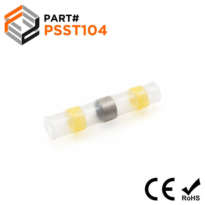 PSST104 - 12 to 10 AWG Heat Shrink Solder Sleeves, No Printing, Yellow, 25 Pieces