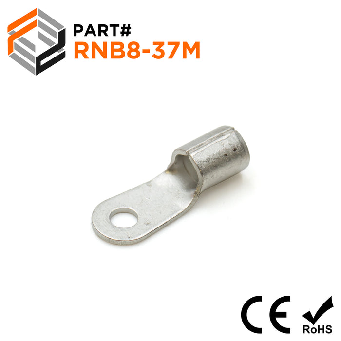 8 AWG Non Insulated Ring Terminals, #6 Stud, 25 Pieces - RNB8-37M