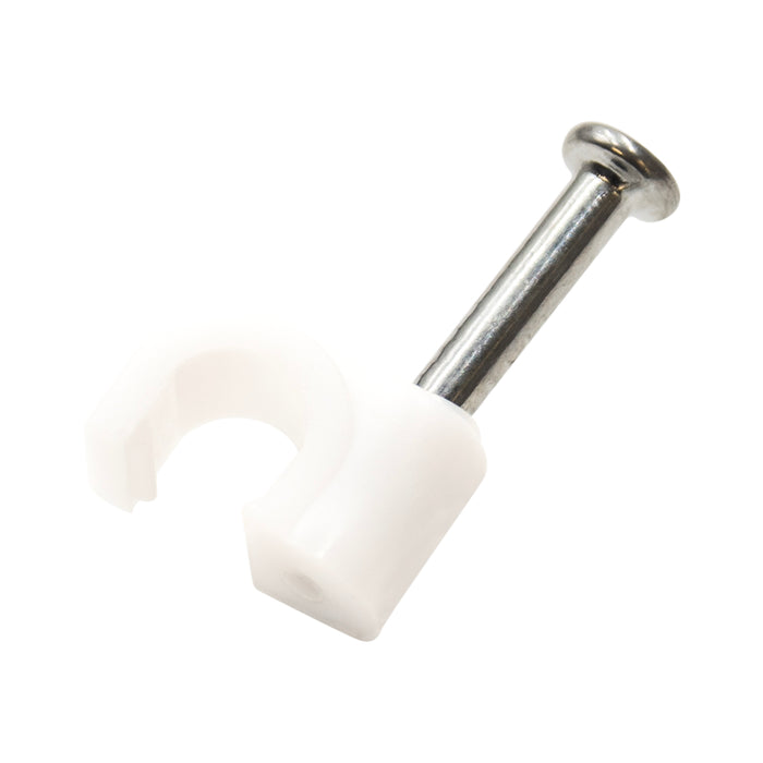 RNC4W - Nail In Cable Clips, Cable Nails Tacks, Round, 4mm, 0.16", White, 100 Pieces