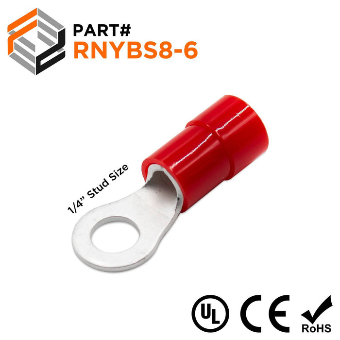 RNYBS8-6 - Nylon Ring Terminal - Standard Crimp 8 AWG - Stud 1/4"