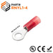 RNYL1-4 Nylon Ring Terminals - Standard Crimp 22-16AWG - Stud #8 - Ferrules Direct