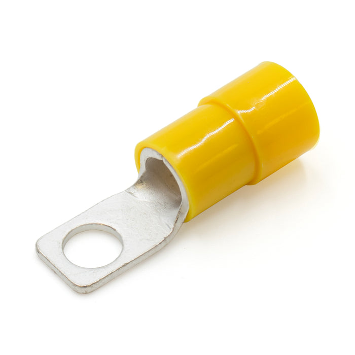 RQ22-8BA - 4 AWG Nylon Insulated Square Ring Terminals, 5/16" Stud, 25 Pieces