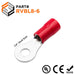 RVBL8-6 - Vinyl Insulated Ring Terminal - 8 AWG - Brazed Seam - 1/4 Stud - Ferrules Direct