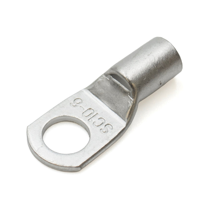 SCH106 - 8 AWG Non Insulated Tubular Ring Lugs, 1/4" Stud, 50 Pieces