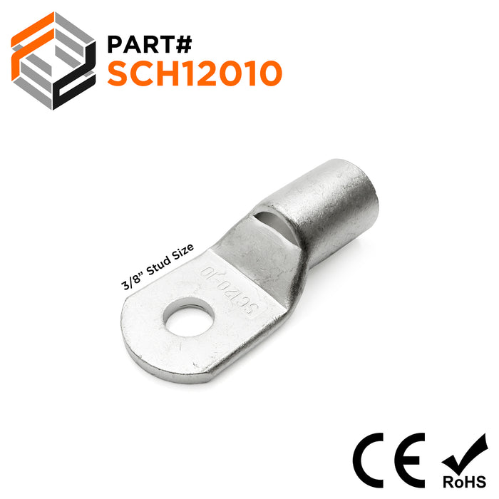SCH12010 - 4/O AWG Non Insulated Tubular Ring Lugs, 3/8" Stud, 5 Pieces