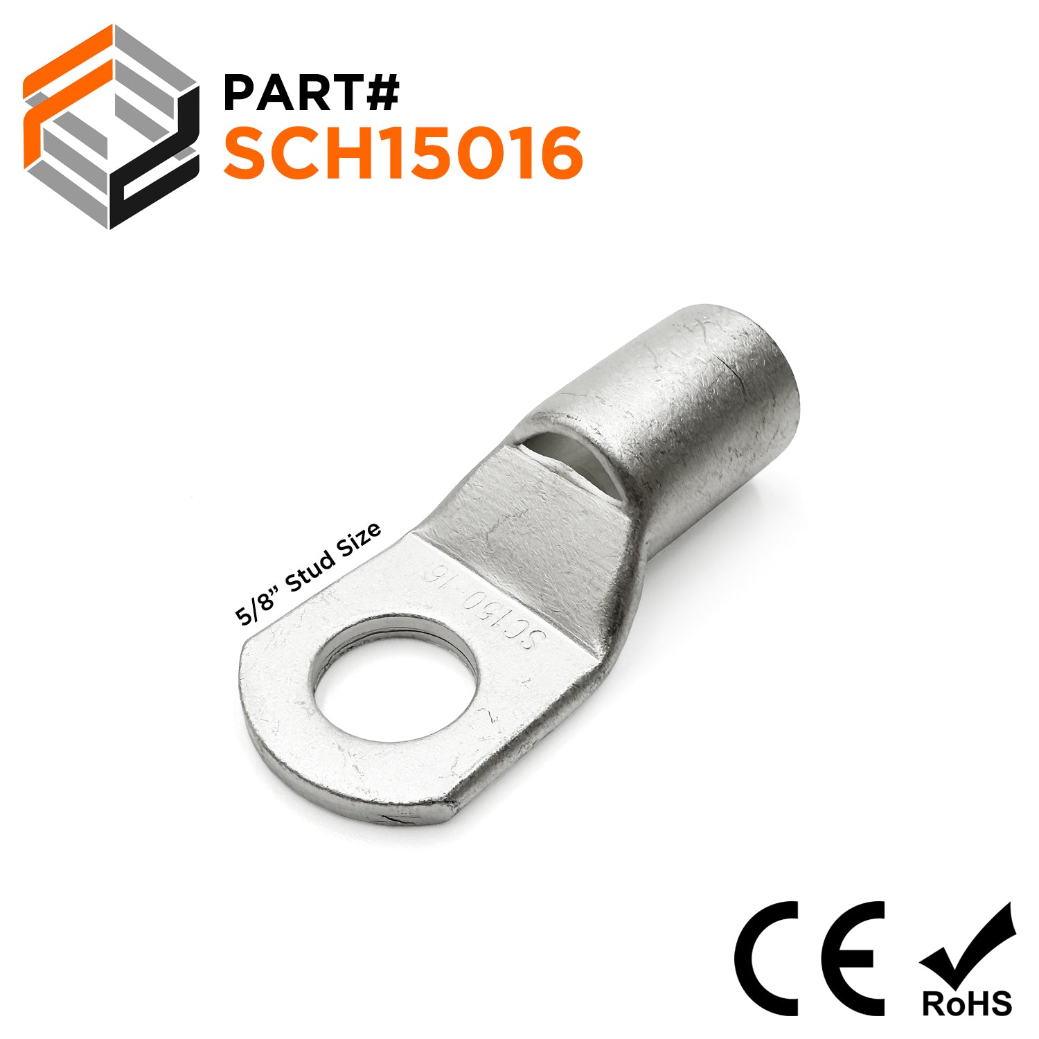SCH15016 - 250/300 MCM Non Insulated Tubular Ring Lugs, 5/8" Stud, 5 Pieces