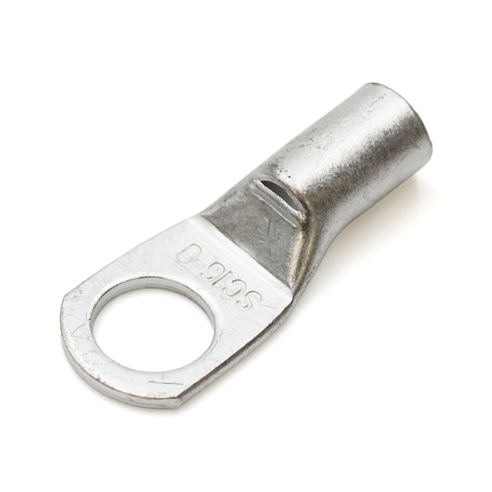 SCH168 - 6 AWG Non Insulated Tubular Ring Lugs, 5/16" Stud, 50 Pieces