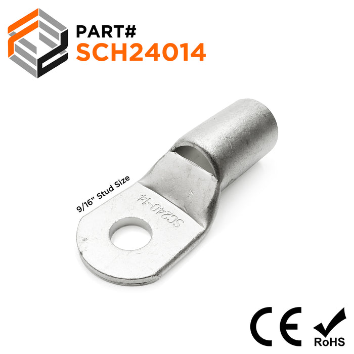 SCH24014 - 400 MCM Non Insulated Tubular Ring Lugs, 9/16" Stud, 5 Pieces
