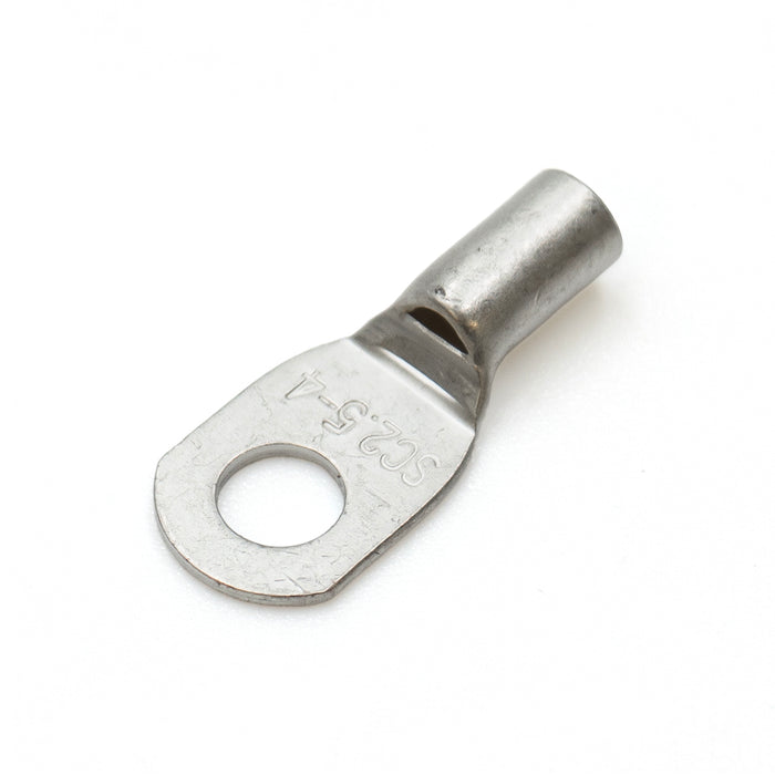 SCH25-4 - 14 AWG Non Insulated Tubular Ring Lugs, #8 Stud, 100 Pieces
