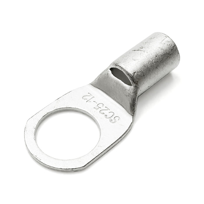 SCH2512 - 4 AWG Non Insulated Tubular Ring Lugs, 1/2" Stud - 25 Pieces