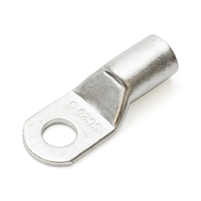 SCH256 - 4 AWG Non Insulated Tubular Ring Lugs, 1/4" Stud, 25 Pieces