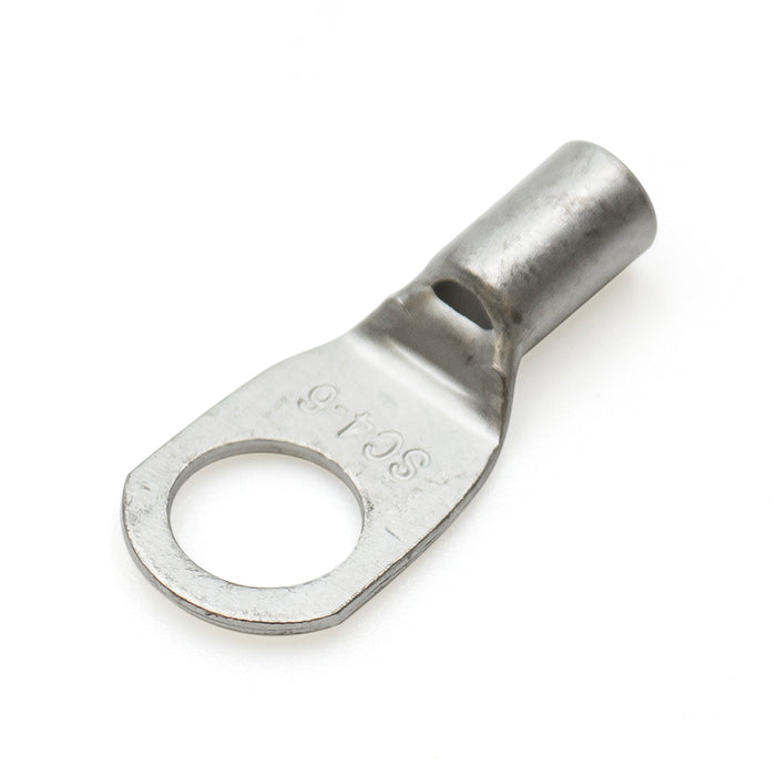 SCH46 - 12 AWG Non Insulated Tubular Ring Lugs, 1/4" Stud, 100 Pieces