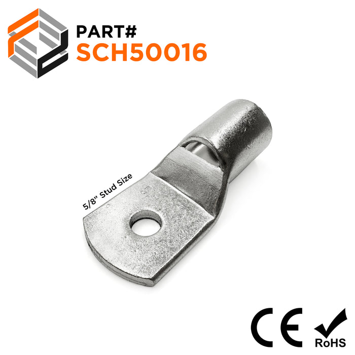 SCH50016 - 800/1000 MCM Non Insulated Tubular Ring Lugs, 5/8" Stud, 1 Piece