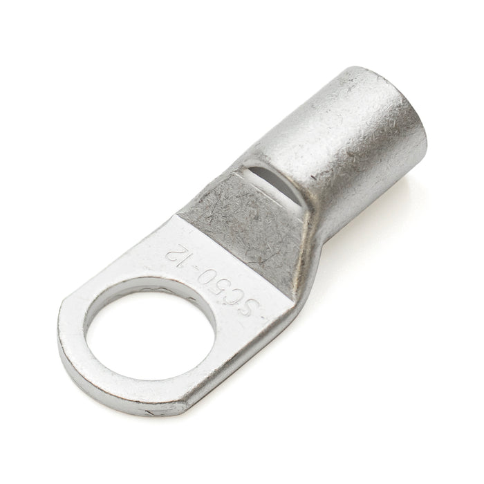 SCH5012 - 1 AWG Non Insulated Tubular Ring Lugs, 1/2" Stud, 10 Pieces