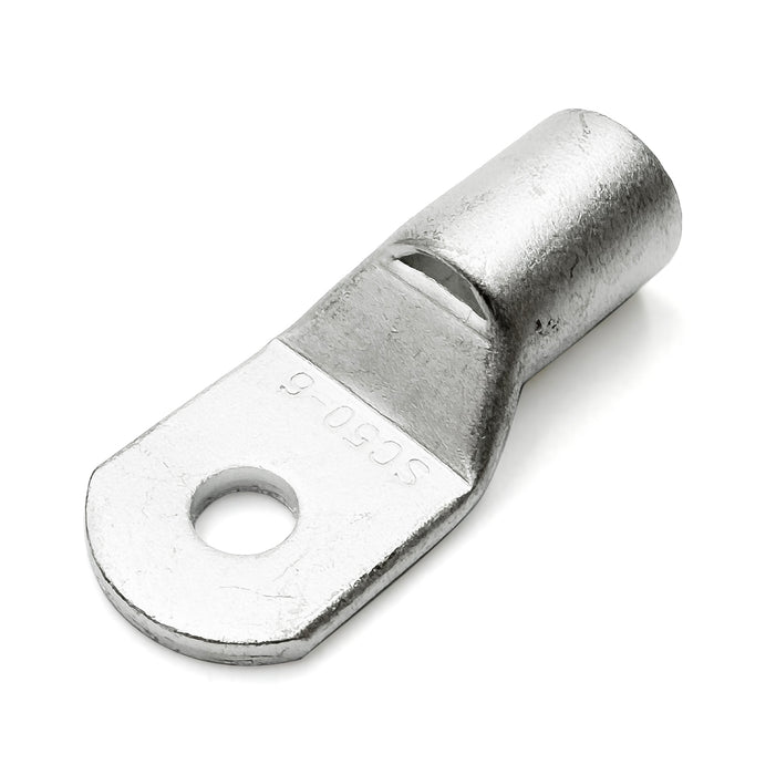 SCH506 - 1 AWG Non Insulated Tubular Ring Lugs, 1/4" Stud, 10 Pieces