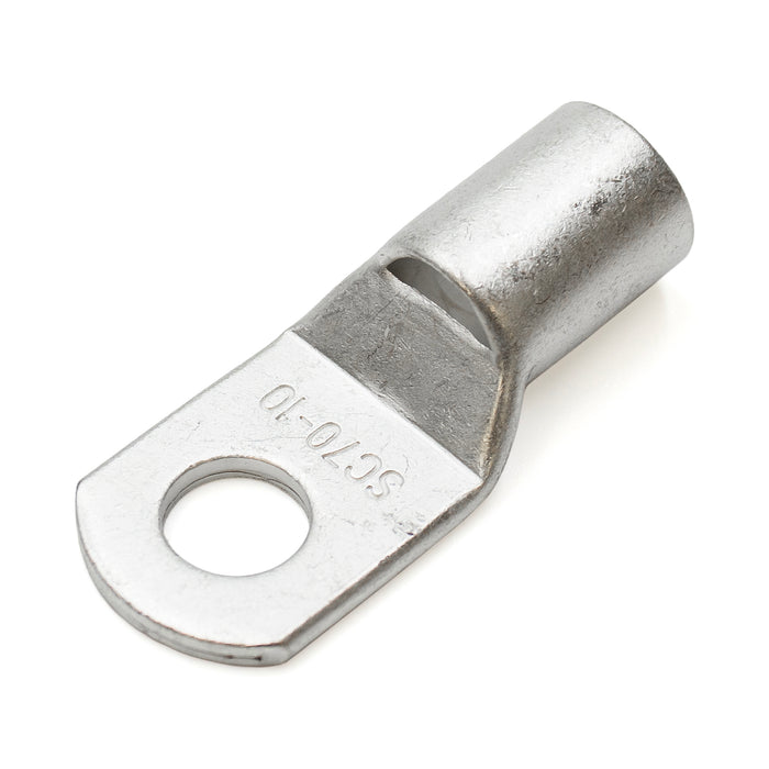 SCH7010 - 2/O AWG Non Insulated Tubular Ring Lugs, 3/8" Stud, 10 Pieces