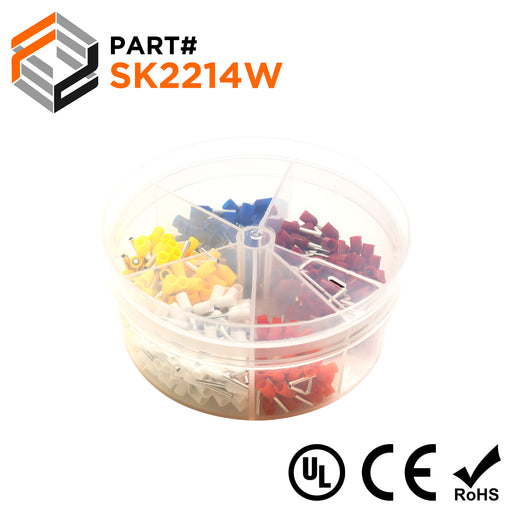 22 to 14 AWG Single Insulated Wire Ferrules Mini Kit, 400 Pieces, Series W - SK2214W - Ferrules Direct