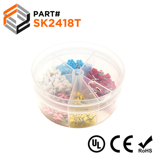 24 to 18 AWG Single Insulated Wire Ferrules Mini Kit, 500 Pieces, Series T - SK2418T - Ferrules Direct