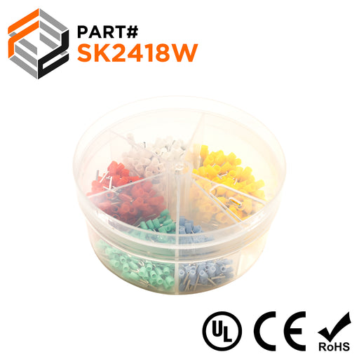24 to 18 AWG Single Insulated Wire Ferrules Mini Kit, 500 Pieces, Series W - SK2418W - Ferrules Direct