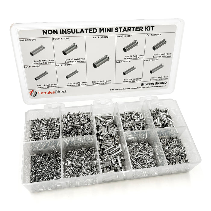 SK400 - 24 to 10 AWG Non Insulated Wire Ferrules Mini Kit, 3,500-Pieces, 1 Kit