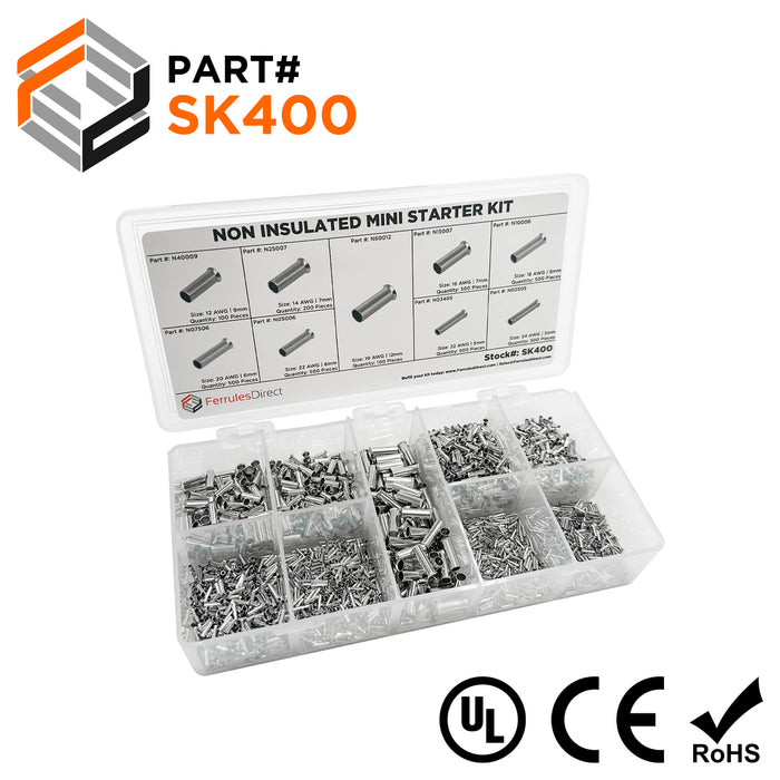 SK400 - 24 to 10 AWG Non Insulated Wire Ferrules Mini Kit, 3,500-Pieces, 1 Kit