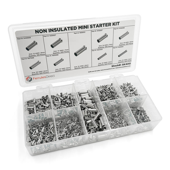 SK400 - 24 to 10 AWG Non Insulated Wire Ferrules Mini Kit, 3,500-Pieces, 1 Kit