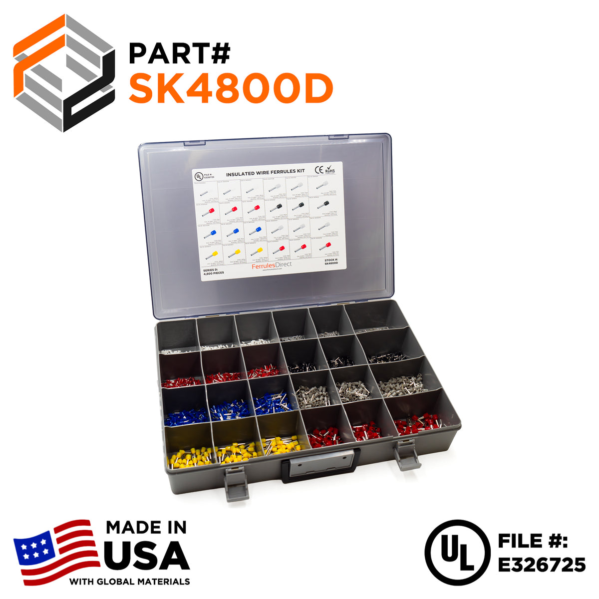 SK4800D - 22 to 8 AWG Assorted Wire Ferrules Kit, 4,800 Pieces, Series ...