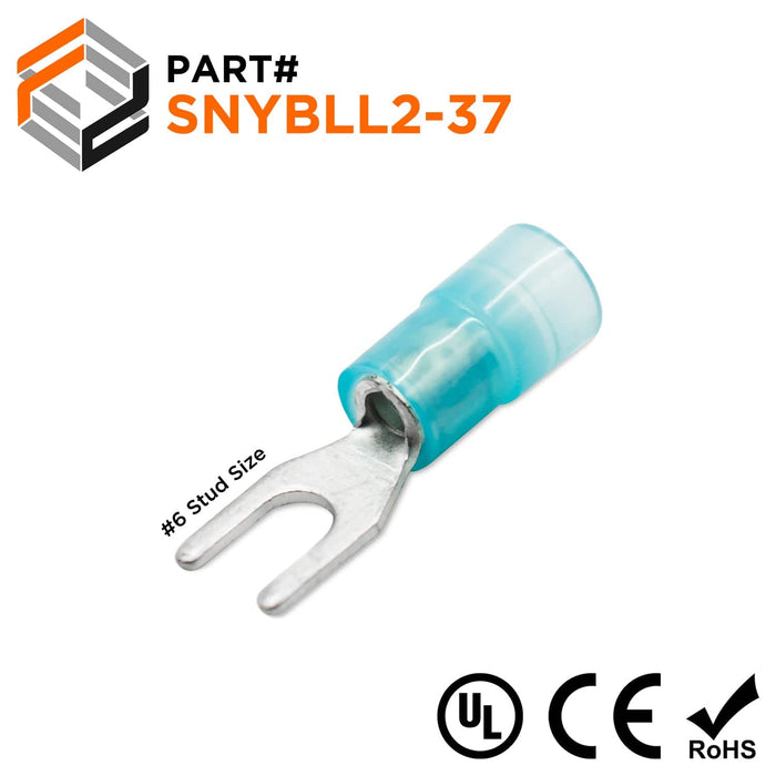 SNYBLL2-3.7 - Nylon Insulated Spade Terminals - 16-14 AWG - Ferrules Direct