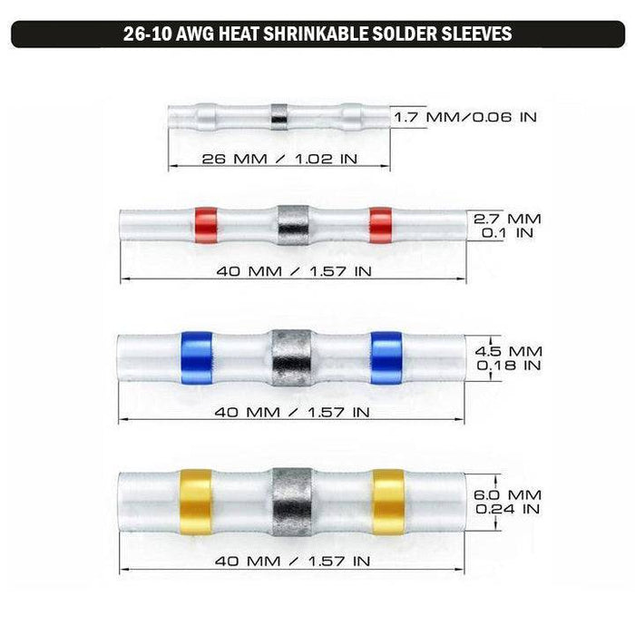 26-10 AWG Heat Shrink Solder Seal Connectors Mini Kit, 120 Pieces, IP67 Waterproof - SKSS120 - Ferrules Direct