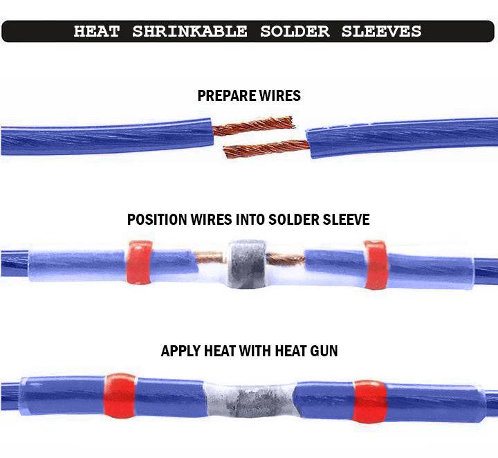 SS1614-100J - 16 to 14 AWG Heat Shrink Solder Sleeves, Blue, 100 Pieces ...