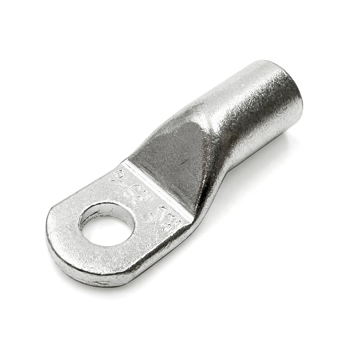 TLK25-6 - 4 AWG Copper Tube Lugs, 1/4" Stud, Tin Plated, 10 Pieces