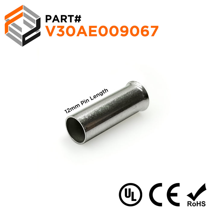 Z+F V30AE009067 - 10 AWG Non Insulated Wire Ferrules, 12mm Pin, 500 Pieces
