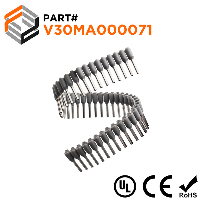 Z+F V30MA000071 - 20 AWG Strips of Insulated Wire Ferrules, 8mm Pin, Gray, 500 Pieces
