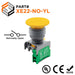 22mm Push Button - (NO) - 40mm Mushroom Head - Yellow - XE22-NO-YL - Ferrules Direct