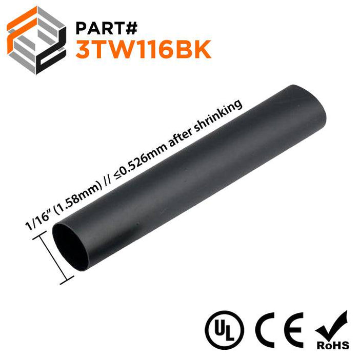 Thin Wall Heat Shrink Tubing - 1/16" - 3:1 Shrink Ratio - Ferrules Direct