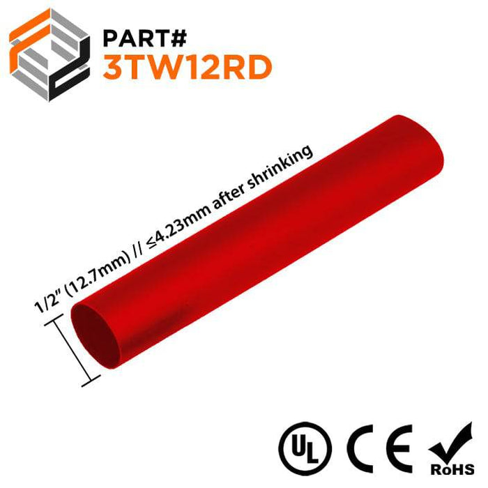 Thin Wall Heat Shrink Tubing - 1/2" - 3:1 Shrink Ratio - Ferrules Direct