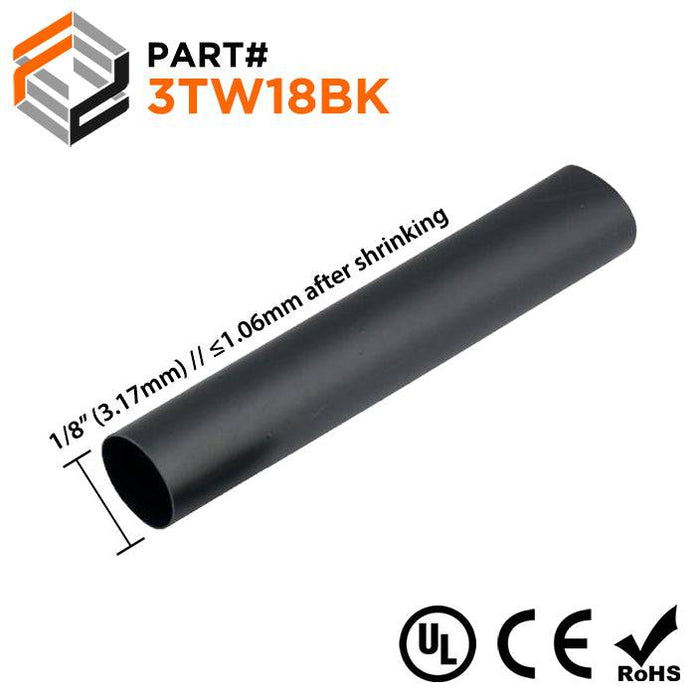 Thin Wall Heat Shrink Tubing - 1/8" - 3:1 Shrink Ratio - Ferrules Direct