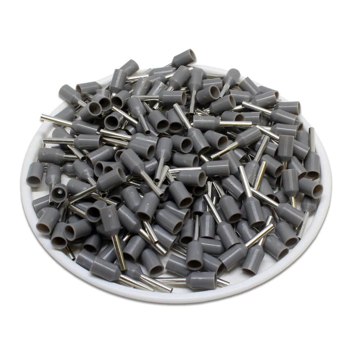 AD07508L - 20 AWG (8mm Pin) Insulated Ferrules - Gray - Large Cap - Ferrules Direct