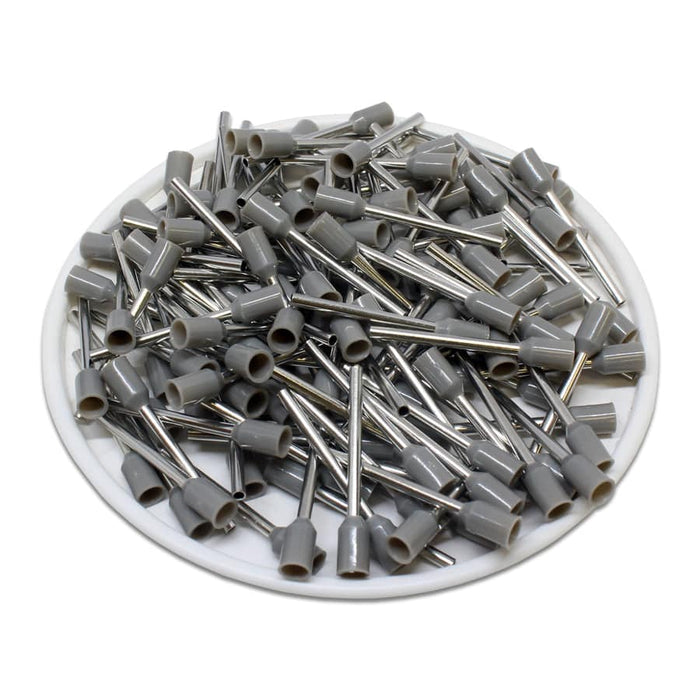 AD07518 - 20 AWG (18mm Pin) Insulated Ferrules - Gray - Ferrules Direct