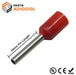 AD10010L - 18AWG (10mm Pin) Insulated Ferrules - Red - Large Cap - Ferrules Direct