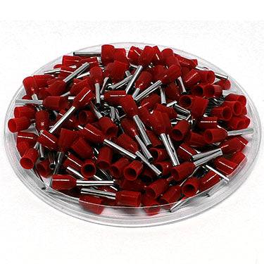 AD10012L - 18AWG (12mm Pin) Insulated Ferrules - Red - Large Cap - Ferrules Direct