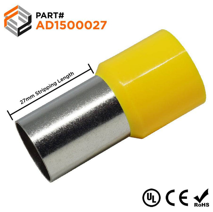 300MCM (27mm Pin) Insulated Ferrules - Yellow - Ferrules Direct