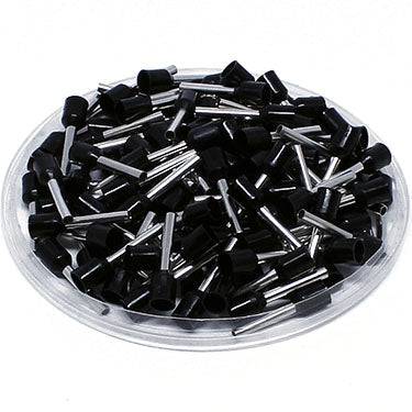 AD15012L - 16AWG (12mm Pin) Insulated Ferrules - Black - Large Cap - Ferrules Direct