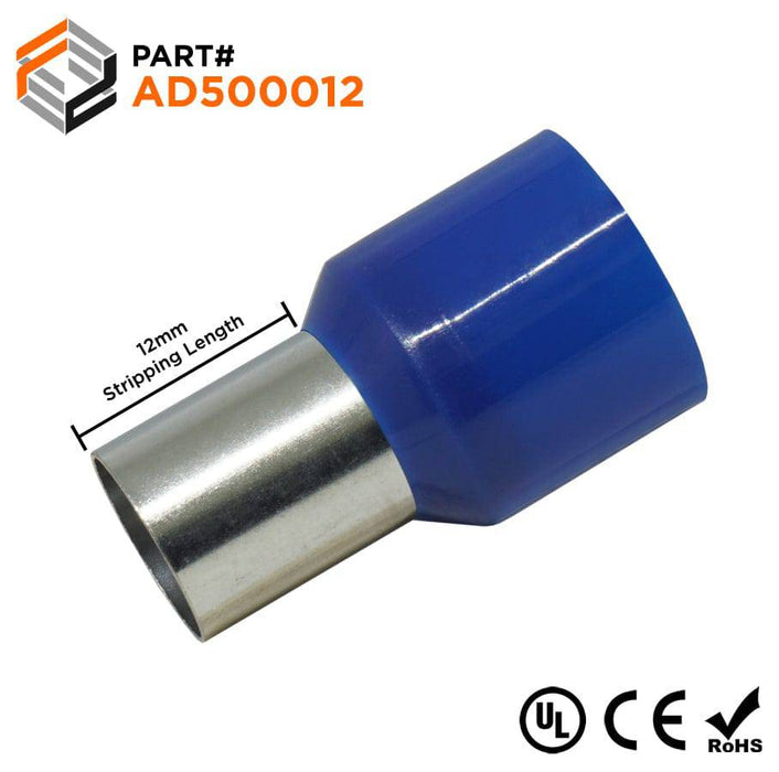 AD500012 - 1 AWG (12mm) Insulated Ferrules - Blue - Ferrules Direct