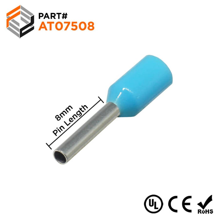 AT07508 - 20 AWG (8mm Pin) Insulated Ferrules - Blue - Ferrules Direct