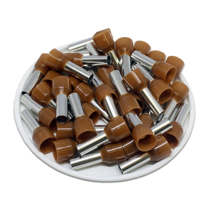 AT100012 - 8 AWG (12mm Pin) Insulated Ferrules - Brown - Ferrules Direct