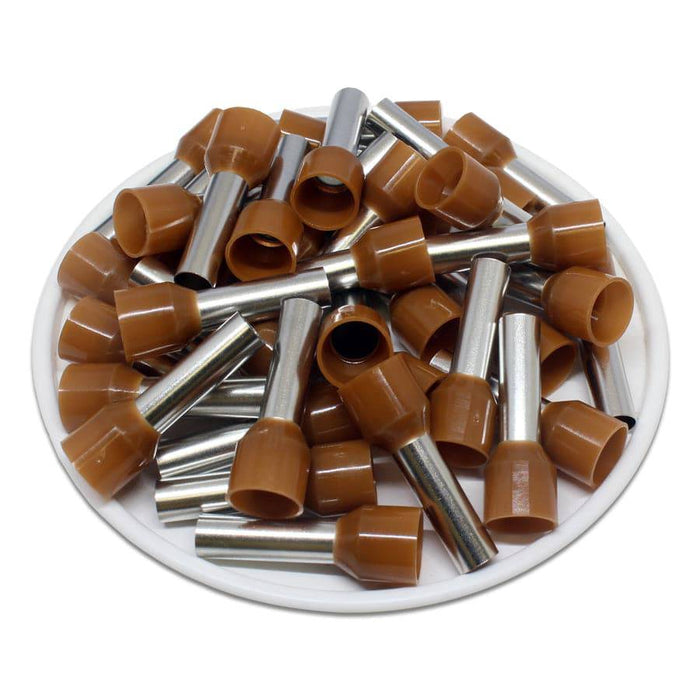 AT100015 - 8 AWG (15mm Pin) Insulated Ferrules - Brown - Ferrules Direct